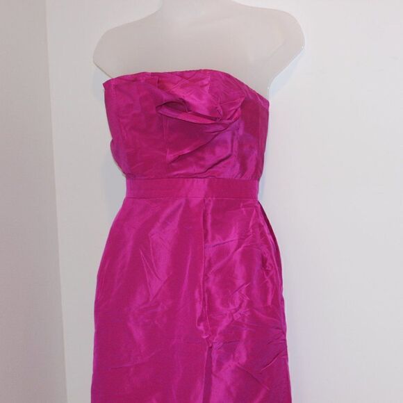 J. Crew Fuchsia Strapless 100% Silk Dress Mini Dress Women Size 4 - Picture 6 of 9